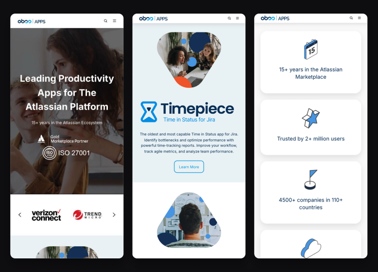 OBSS Apps responsive mobile screens