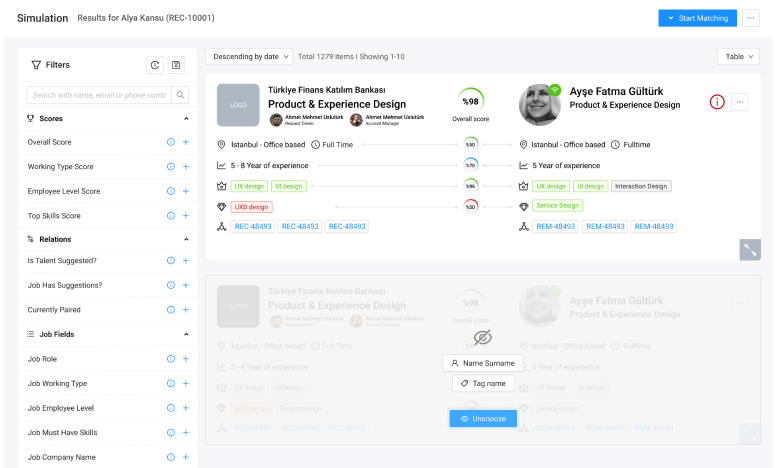 Technologist job and candidate fit comparison
